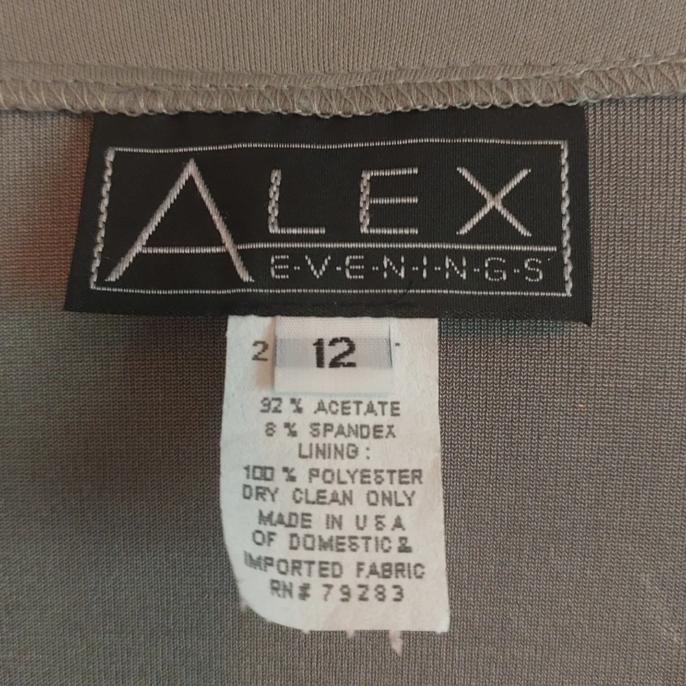 Alex Evenings Woman's Dress Set, Dusty Green With Silver Glitter, Size 12